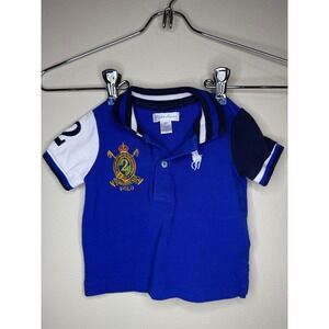 Ralph Lauren Baby Polo Shirt Crest Logo Blue Rugby 6M